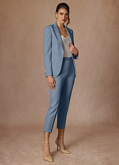 front Kennedy Dusty Blue Structured Stretch Dress Pants
