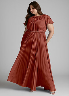 Azazie Kara vestidos de dama de honor modestos Vestido de Corte En A Plisado Hasta el suelo Gasa image12