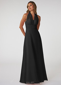 Azazie Fifi Bridesmaid Dresses Black A-Line Strapless Chiffon Convertible Dress image6