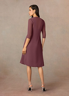 Azazie Olivia Mother of the Bride Dresses Sangria A-Line Square Neckline Pleated Chiffon Dress image2