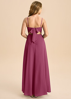Azazie Shale Junior Mulberry A-Line Bow Chiffon Dress image1