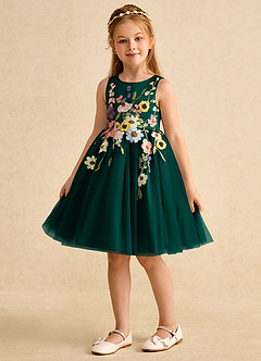 Azazie Prima vestidos de niña de las flores Vestido de Pino de Tul de Corte En A con Lazo image5