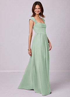 Barbie ♥ Azazie Bridesmaid Dresses Agave A-Line Corset Chiffon Dress image3