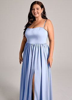 Azazie Calianna Abiti da Damigella Abito Convertibile A-Line in Raso Elasticizzato a Spalla Scoperta Ghiaccio image11