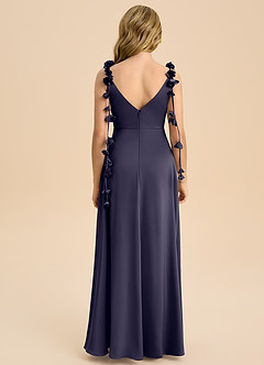 Azazie Gumdrop Junior Robe Empire en Satin extensible Plissée Bleu Orageux image7