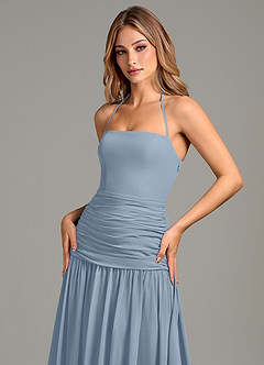 Azazie Vashti Bridesmaid Dresses Dusty Blue A-Line Chiffon Dress image6