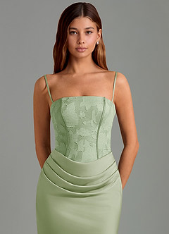 Azazie Emilia Bridesmaid Dresses Dusty Sage Mermaid Strapless Stretch Satin Dress image6