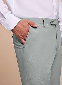 front Miles Light Grey Seersucker Dress Pants