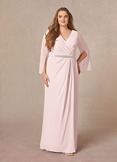Azazie Belinda Mother of the Bride Dresses Blushing Pink A-Line V-Neck Pleated Chiffon Dress image6