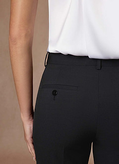front Whitney Black Refined Weave Performance Full Length Dress Pants