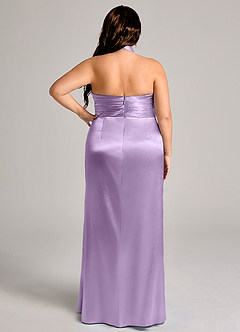 Azazie Jemma Bridesmaid Dresses Lilac Sheath Pleated Metallic Satin Dress image9