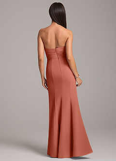 Azazie Yola Bridesmaid Dresses Clay Sheath Pleated Chiffon Convertible Dress image6