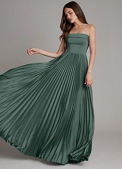 Azazie Mariana Bridesmaid Dresses Sea Moss A-Line Pleated Stretch Satin Dress image5