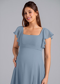 Azazie Bondi Maternity Bridesmaid Dresses A-Line Ruched Chiffon Floor-Length Dress image5