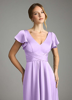 Azazie Omari Bridesmaid Dresses Lilac A-Line Stretch Satin Dress image6