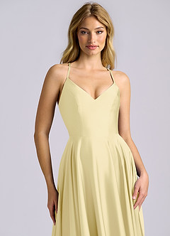 Azazie Truce Bridesmaid Dresses Lemon Sorbet A-Line Stretch Satin Dress image7