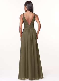 Azazie Maren Abiti da Damigella Abito A-Line in Chiffon Plissettato Willow Green image2