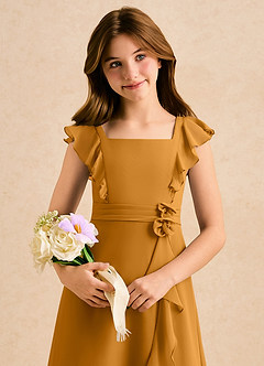 Azazie Soso Girls Formal Flower Girl Klänningar Klänning A-Line i Chiffong Plisserad image6