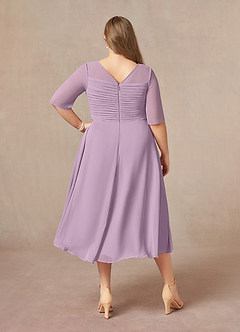 Azazie Naomi Kleider für die Brautmutter A-Linie Bootshals Gefaltet Chiffon Kleid Blauregen image11