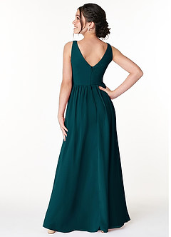 Azazie Sawyer Junior Pine A-Line Pleated Chiffon Dress image2