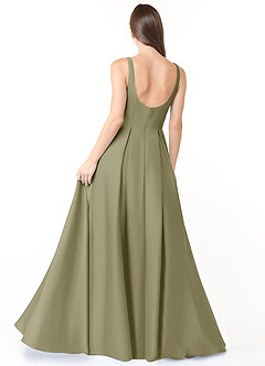 Azazie Neve Bridesmaid Dresses Pistachio Ball-Gown with Pockets Stretch Satin Dress image2