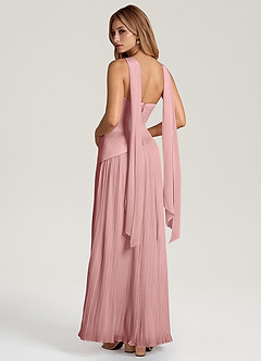Azazie Tierney Brautjungfernkleider Wandelbar A-Linie Schulterfrei Chiffon Kleid Altrosa image4