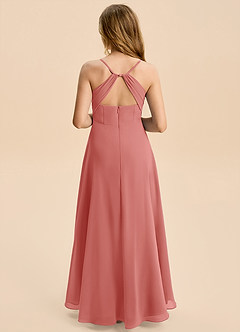 Azazie Gia Junior A-Linie Plissee Chiffon Kleid Antike Rose image2