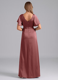 Azazie Ambrosia Bridesmaid Dresses Amethyst A-Line Pleated Stretch Satin Dress image3