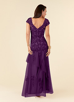 Azazie Romy Mother of the Bride Dresses Grape Mermaid V-Neck Sequins Tulle Dress image4