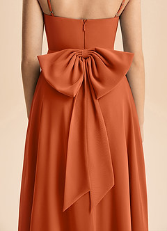 Azazie Bear Junior Burnt Orange A-Line Pleated Chiffon Dress image7