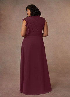 Azazie Narine Mother of the Bride Dresses Cabernet A-Line High Neckline Pleated Chiffon Dress image13