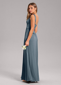 Azazie Frostine Bridesmaid Dresses Twilight A-Line Bow Stretch Satin Dress image7