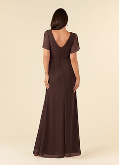 Azazie Marianne Mother of the Bride Dresses Ganache Sheath V-Neck Pleated Chiffon Dress image2