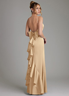 Azazie Zherra Robes de demoiselle d'honneur Robe Sirène en Satin extensible Arc Champagne image1