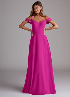 Azazie Marley Bridesmaid Dresses Fuchsia A-Line Off the Shoulder Chiffon Convertible Dress image4