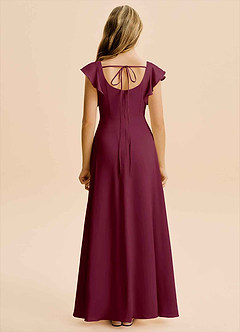 Azazie Bondi Junior Mulberry A-Line Side Slit Stretch Satin Dress image2