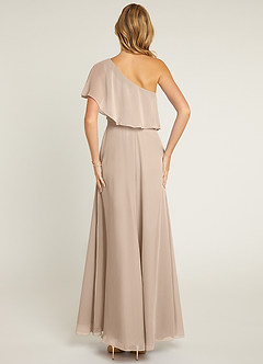 Azazie Lizzy Brautjungfernkleider A-Linie One-Shoulder Chiffon Kleid Taupe image2