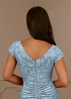 Azazie Roya Mother of the Bride Dresses Sky Blue Mermaid Ruched Floral Burnout Dress image6
