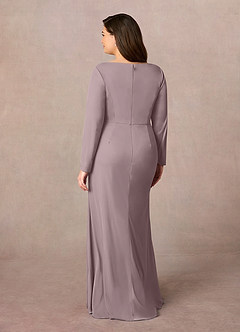 Azazie Risa Mother of the Bride Dresses Dusk Mermaid V-Neck Pleated Mesh Dress image8