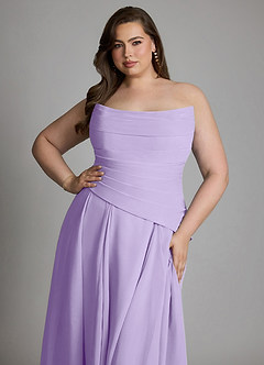 Azazie Gabriela Robes de demoiselle d'honneur Robe Trapèze en Mousseline de soie Corset Lilas image24