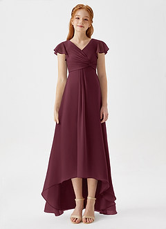 Azazie Breanne Junior Vestido de Cabernet de Gasa de Corte En A image6