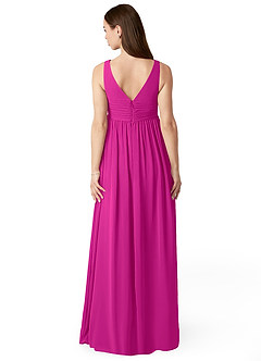 Azazie Yetta Abiti da damigella d'onore premaman Abito A-Line Arricciato con Scollo a V Chiffon Floor-Length image2