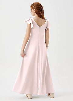 Azazie Omari Junior Blushing Pink A-Line Pleated Stretch Crepe Dress image2