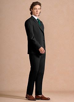 front Carter Sort 3-delt jakkesæt i bomuld og hørblanding