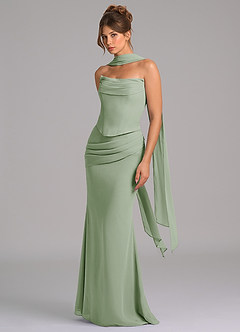 Azazie Sorrel Bridesmaid Dresses Dusty Sage Mermaid Corset Chiffon Dress image5