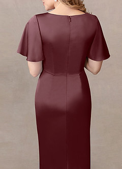 Azazie Everlyn Mother of the Bride Dresses Sangria Sheath Pleated Stretch Satin Dress image5