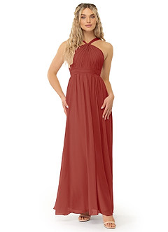Azazie Kielle Final Sale Mulberry A-Line Pleated Chiffon Dress image1