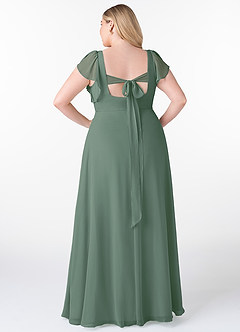 Azazie Syenna Bridesmaid Dresses Eucalyptus A-Line Ruched Chiffon Dress image7