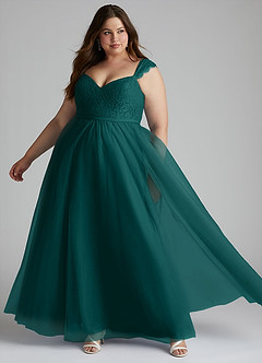 Azazie Luxi Bridesmaid Dresses Peacock A-Line Pleated Tulle Dress image8
