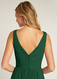 Azazie Pierrette Bridesmaid Dresses Dark Green A-Line Pleated Chiffon Dress image6
